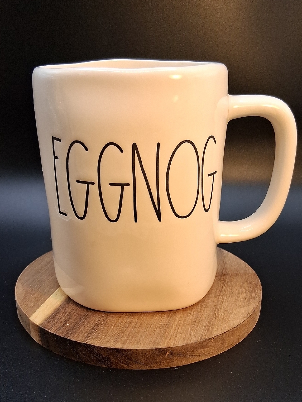 Rae Dunn White Ceramic Mug with Black 'EGGNOG' Lettering